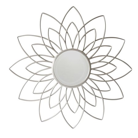 H2H Rattan Metal Flower Frame Wall Mirror, Silver H22546446